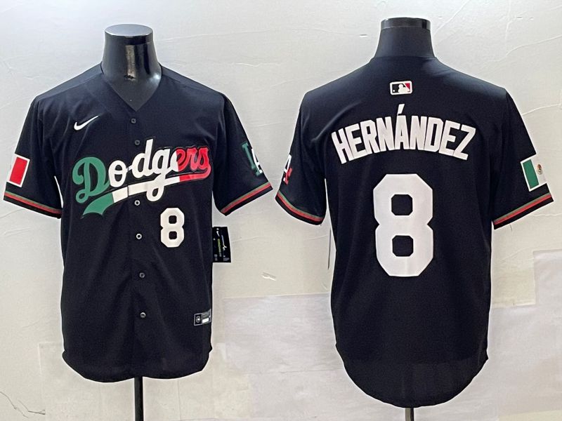 Men Los Angeles Dodgers 8 Hernandez Black Mexico Nike 2025 MLB Jersey style 3